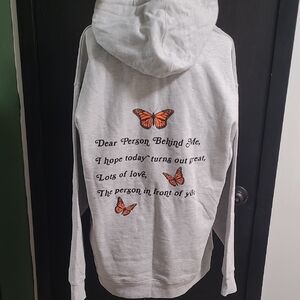 Gray Hoodie with Butterfly Design